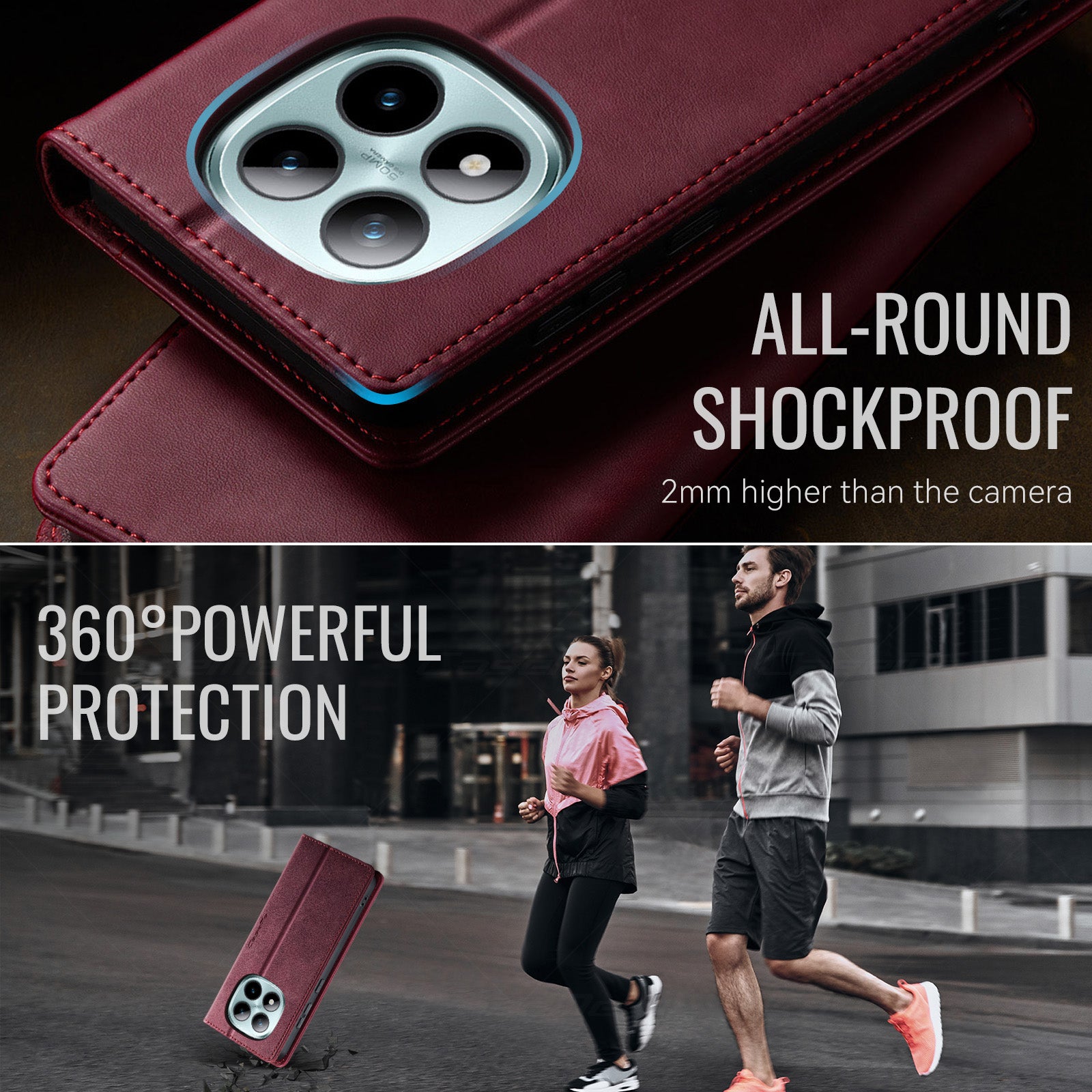 For Xiaomi Poco M8 Pro 5G / Redmi Note 15 Pro+ 5G (Global) Case CASEME 033 Series RFID Blocking Wallet Stand Calf Texture Leather Phone Cover - Red