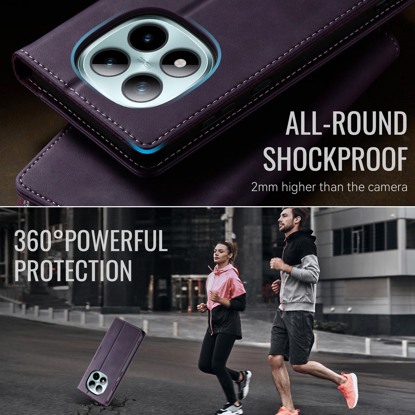 For Xiaomi Poco M8 Pro 5G / Redmi Note 15 Pro+ 5G (Global) Case CASEME 033 Series RFID Blocking Wallet Stand Calf Texture Leather Phone Cover - Purple