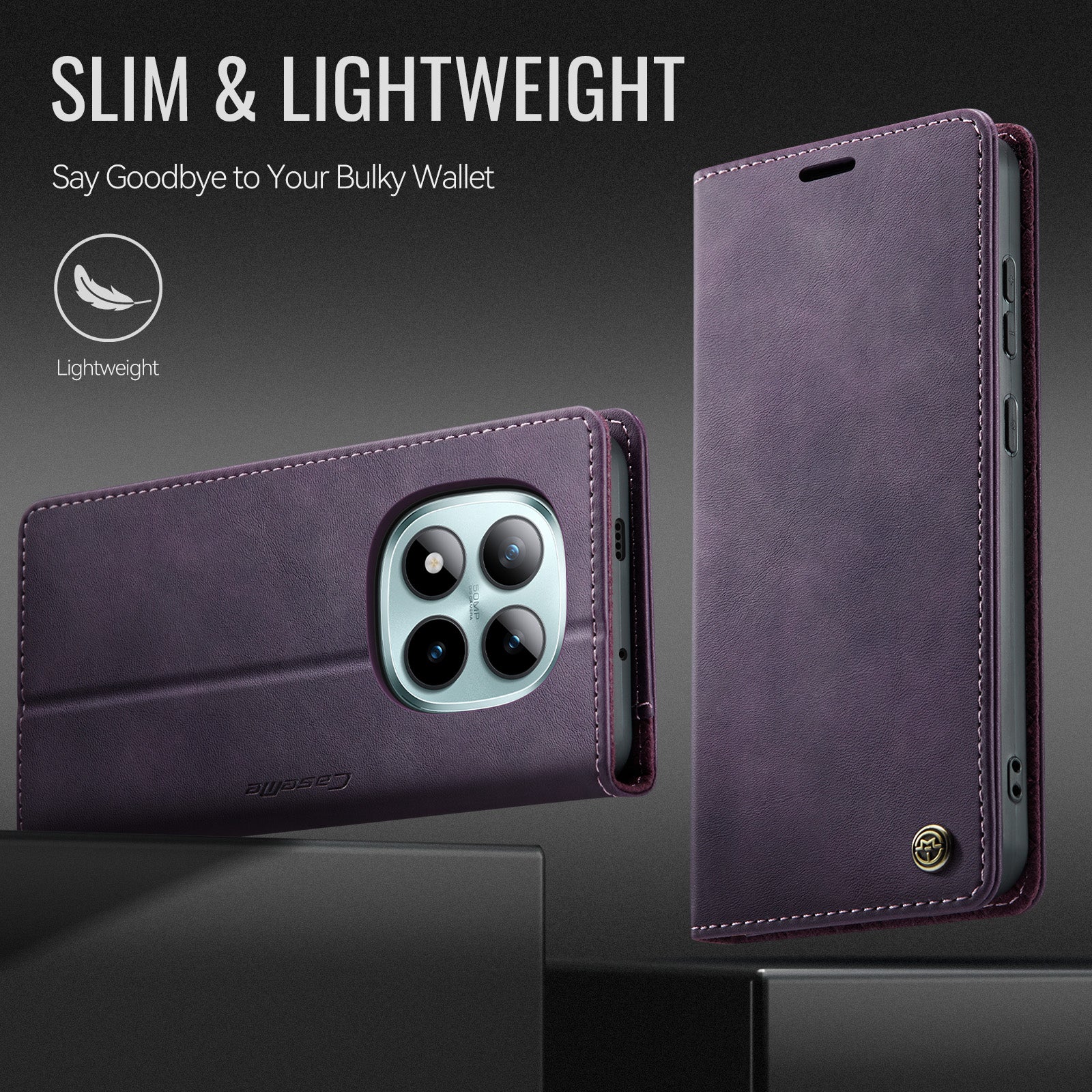 For Xiaomi Poco M8 Pro 5G / Redmi Note 15 Pro+ 5G (Global) Case CASEME 033 Series RFID Blocking Wallet Stand Calf Texture Leather Phone Cover - Purple