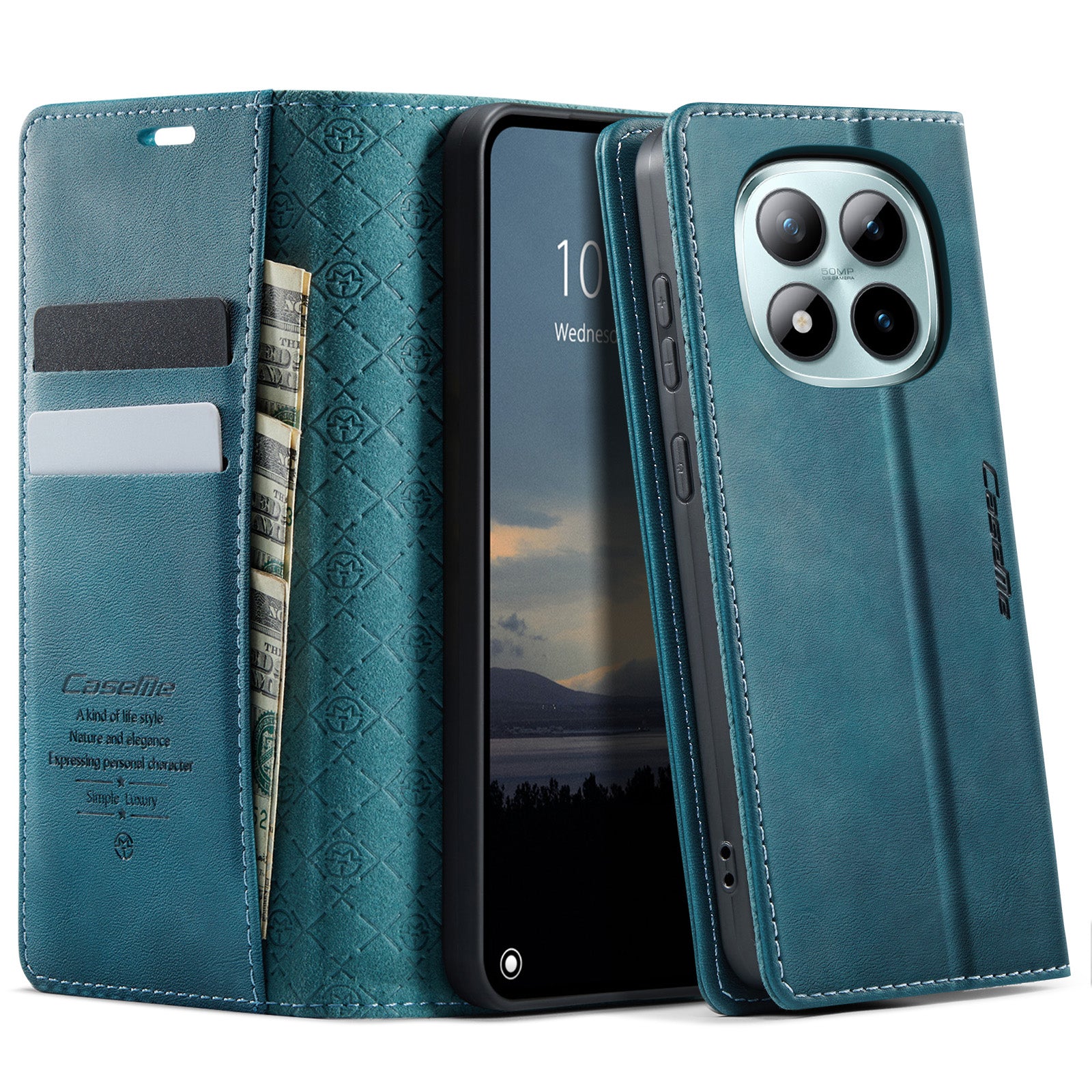 For Xiaomi Poco M8 Pro 5G / Redmi Note 15 Pro+ 5G (Global) Case CASEME 033 Series RFID Blocking Wallet Stand Calf Texture Leather Phone Cover - Green