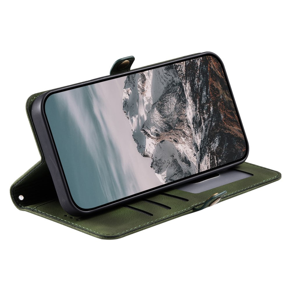 For Xiaomi Redmi Note 15 4G (Global) Case Skin Feel Totem Imprinted Wallet Leather Phone Cover with Hand Strap - Blackish Green