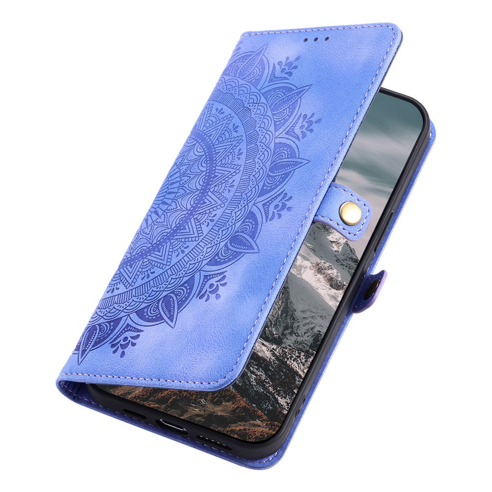 For Xiaomi Redmi Note 15 4G (Global) Case Skin Feel Totem Imprinted Wallet Leather Phone Cover with Hand Strap - Purple