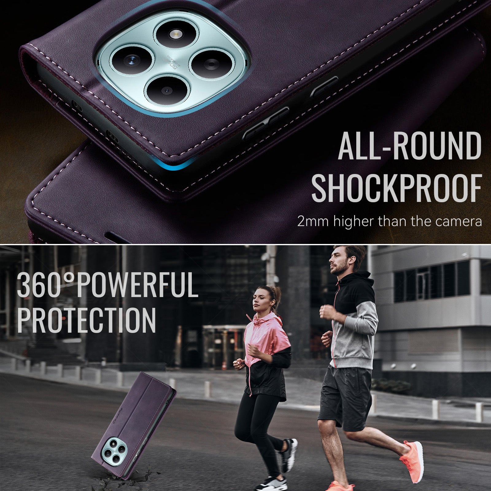 For Xiaomi Poco M8 5G / Redmi Note 15 5G (Global) Case CASEME 033 Series RFID Blocking Wallet Stand Calf Texture Leather Phone Cover - Purple