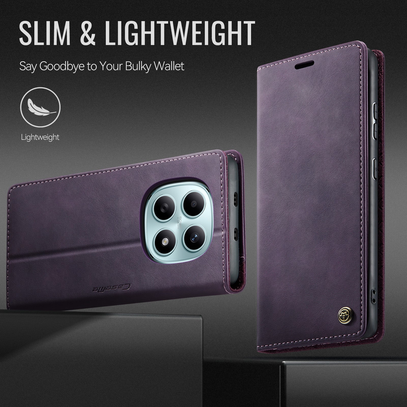 For Xiaomi Poco M8 5G / Redmi Note 15 5G (Global) Case CASEME 033 Series RFID Blocking Wallet Stand Calf Texture Leather Phone Cover - Purple
