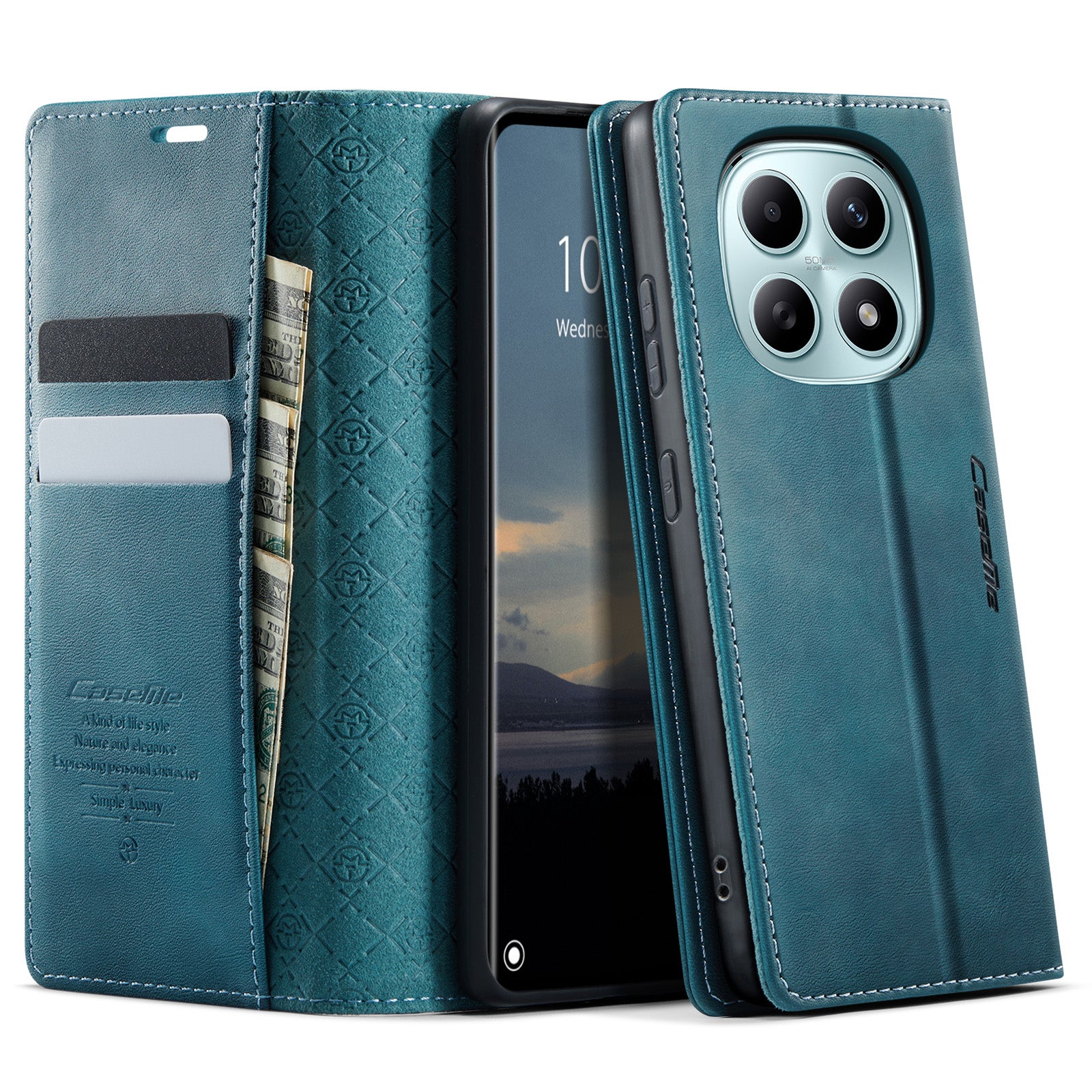 For Xiaomi Poco M8 5G / Redmi Note 15 5G (Global) Case CASEME 033 Series RFID Blocking Wallet Stand Calf Texture Leather Phone Cover - Green