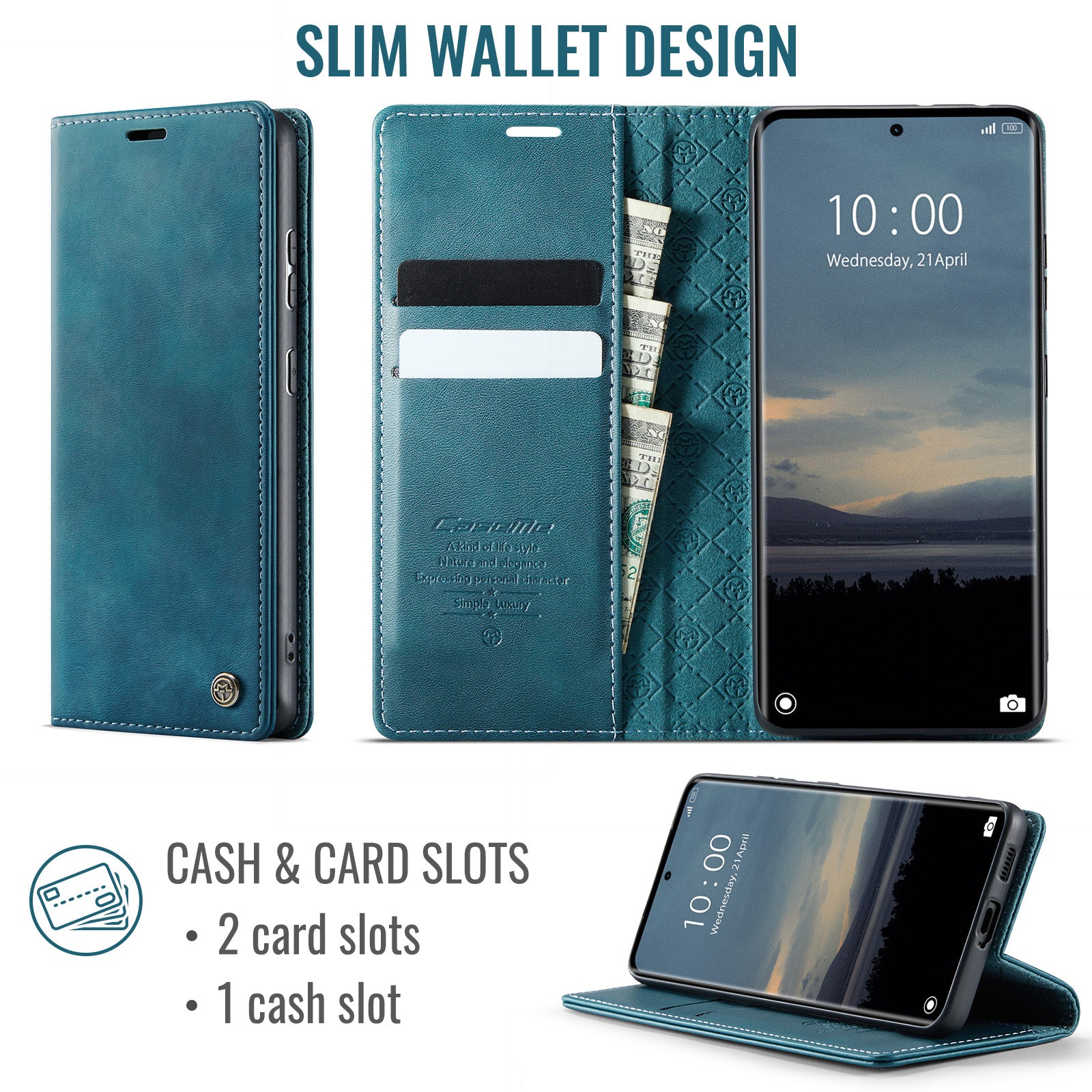 For Xiaomi Poco M8 5G / Redmi Note 15 5G (Global) Case CASEME 033 Series RFID Blocking Wallet Stand Calf Texture Leather Phone Cover - Green