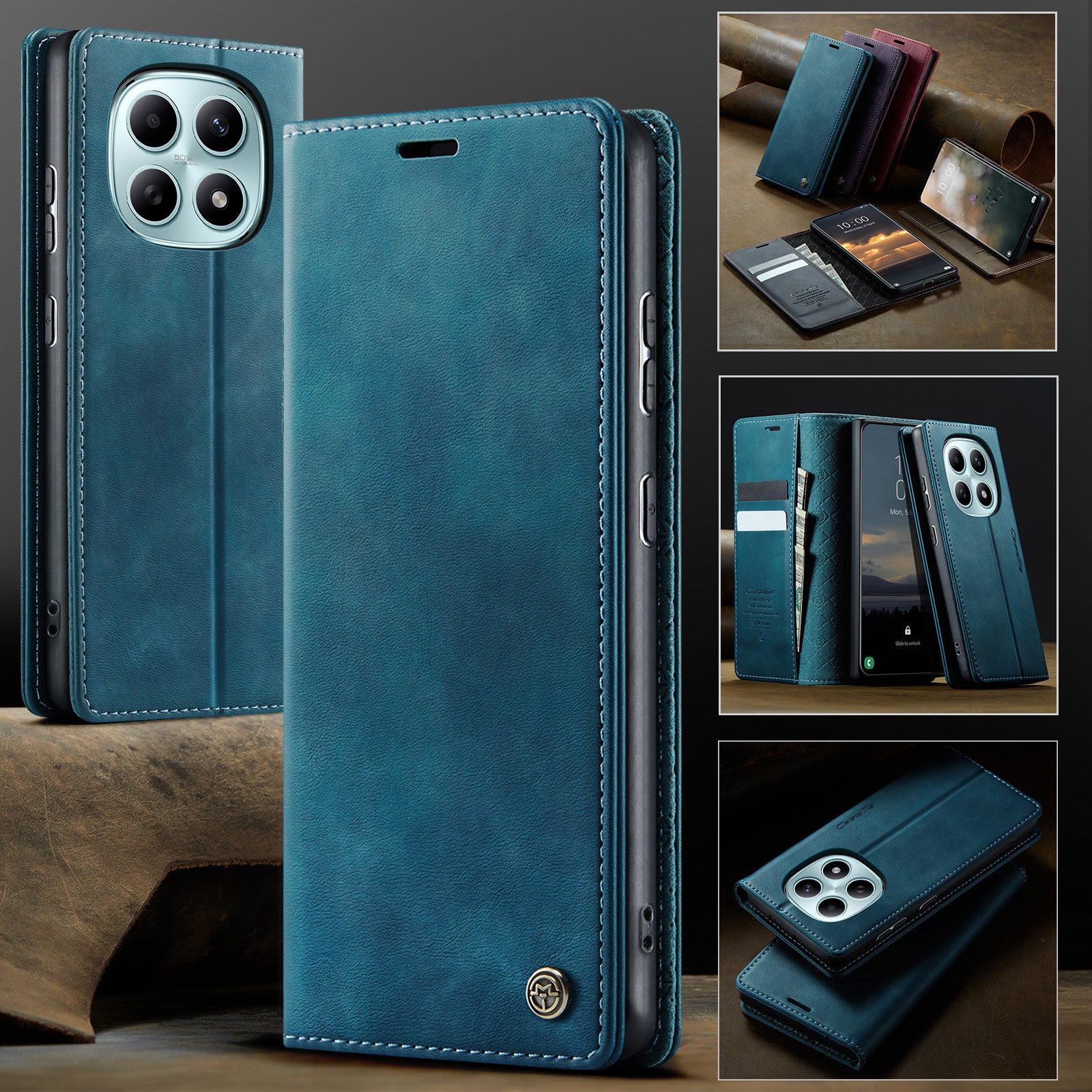 For Xiaomi Poco M8 5G / Redmi Note 15 5G (Global) Case CASEME 033 Series RFID Blocking Wallet Stand Calf Texture Leather Phone Cover - Green