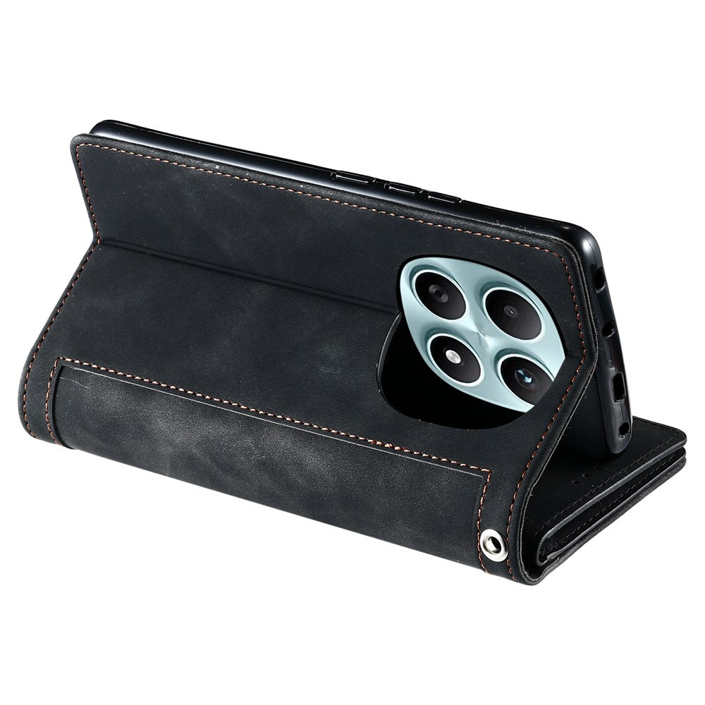 For Xiaomi Redmi Note 15 4G (Global) Case 9 Card Slots Zipper Wallet PU Leather Phone Cover with Wrist Strap - Black