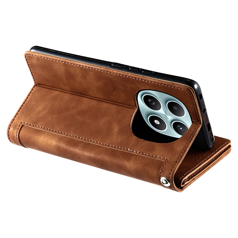 For Xiaomi Redmi Note 15 4G (Global) Case 9 Card Slots Zipper Wallet PU Leather Phone Cover with Wrist Strap - Brown