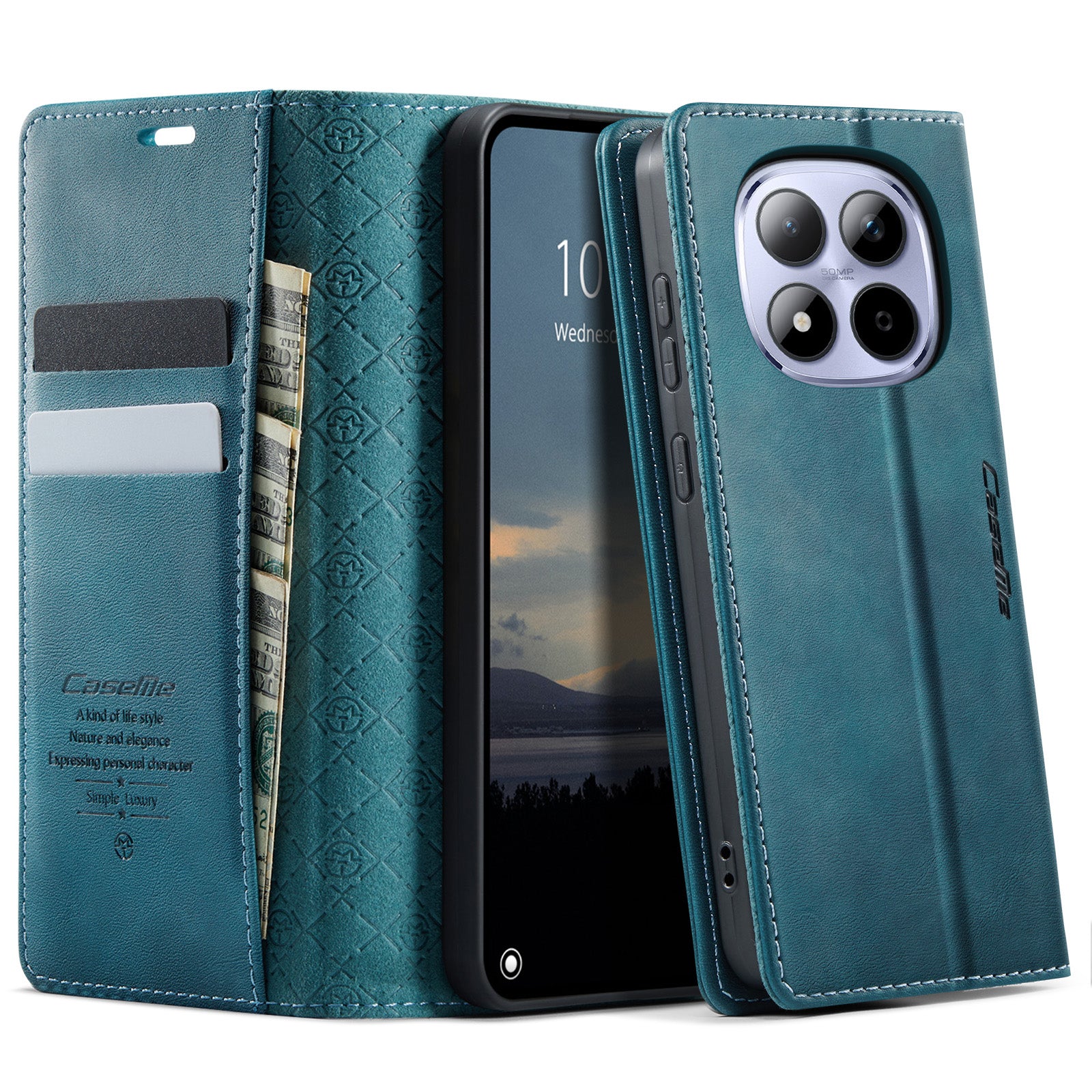 For Xiaomi Redmi Note 15 Pro 4G (Global) Case CASEME 033 Series RFID Blocking Wallet Stand Calf Texture Leather Phone Cover - Green