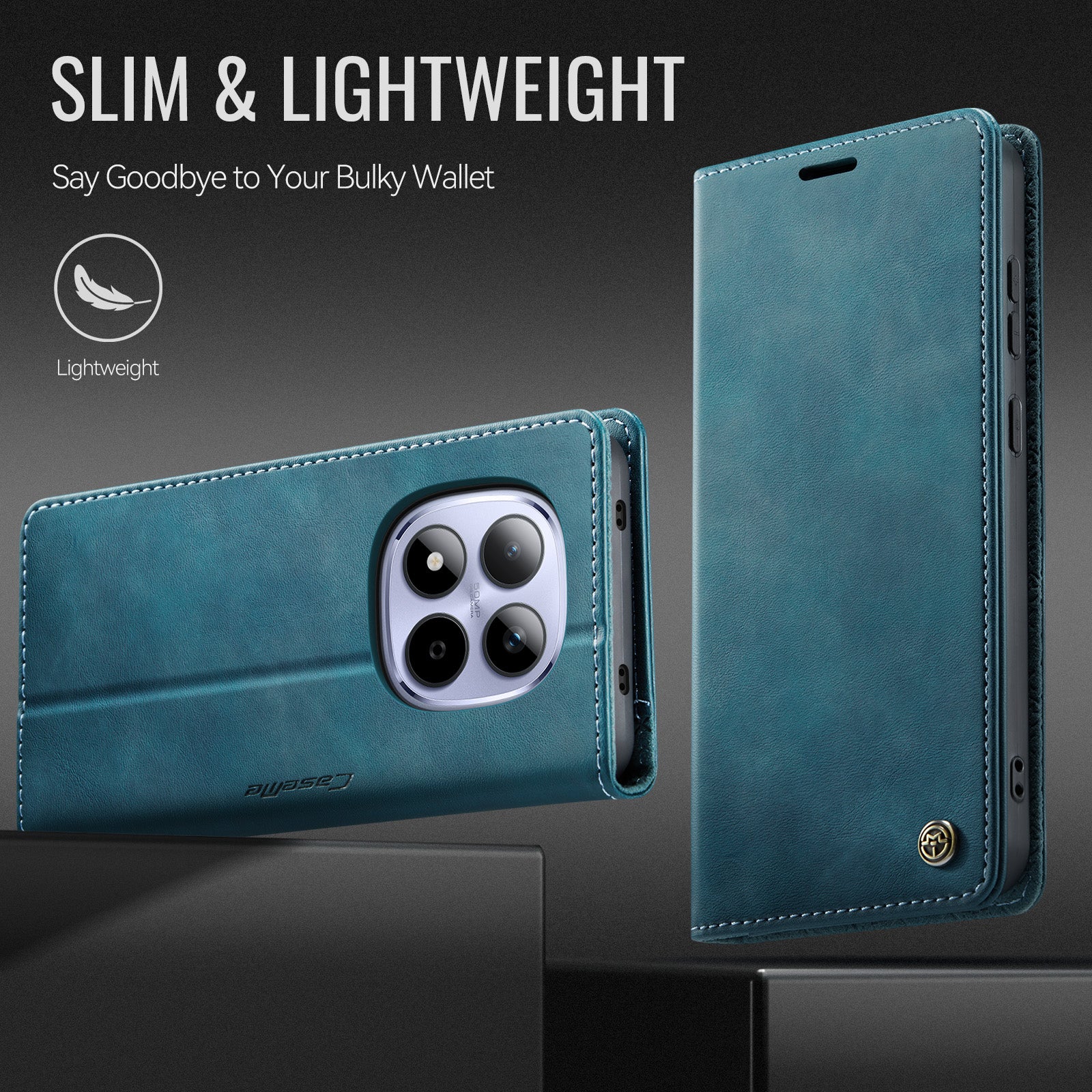 For Xiaomi Redmi Note 15 Pro 4G (Global) Case CASEME 033 Series RFID Blocking Wallet Stand Calf Texture Leather Phone Cover - Green