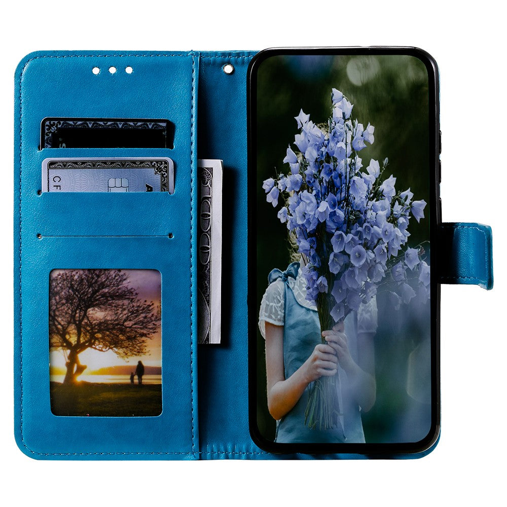 For Xiaomi Redmi Note 15 4G (Global) Stand Case Imprinted Totem PU Leather Wallet Phone Cover with Wrist Strap - Blue
