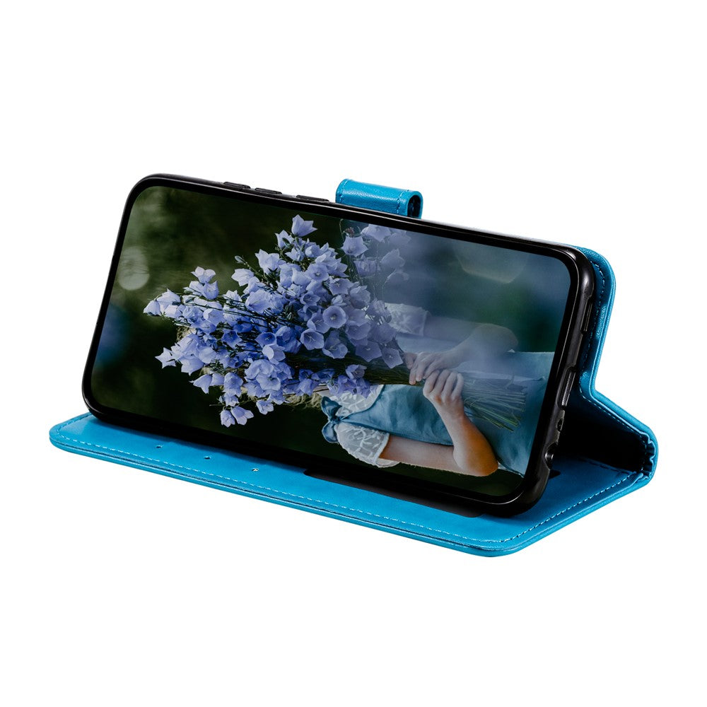 For Xiaomi Redmi Note 15 4G (Global) Stand Case Imprinted Totem PU Leather Wallet Phone Cover with Wrist Strap - Blue
