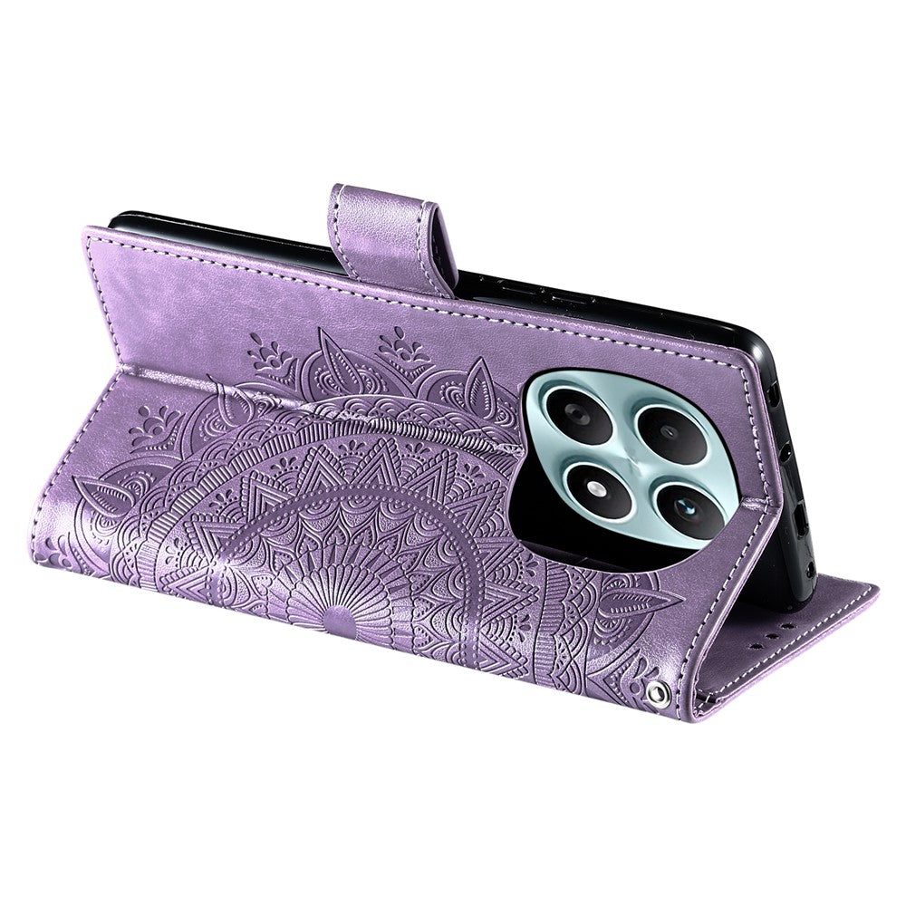 For Xiaomi Redmi Note 15 4G (Global) Stand Case Imprinted Totem PU Leather Wallet Phone Cover with Wrist Strap - Purple