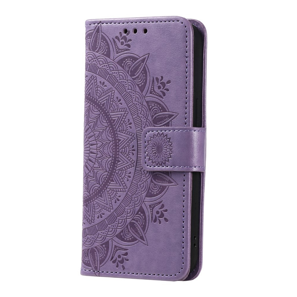 For Xiaomi Redmi Note 15 4G (Global) Stand Case Imprinted Totem PU Leather Wallet Phone Cover with Wrist Strap - Purple