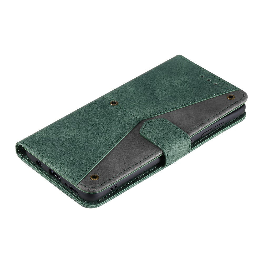 For Xiaomi Redmi Note 15 4G (Global) Leather Case Splicing Stitching Wallet Phone Cover with Wrist Strap - Green