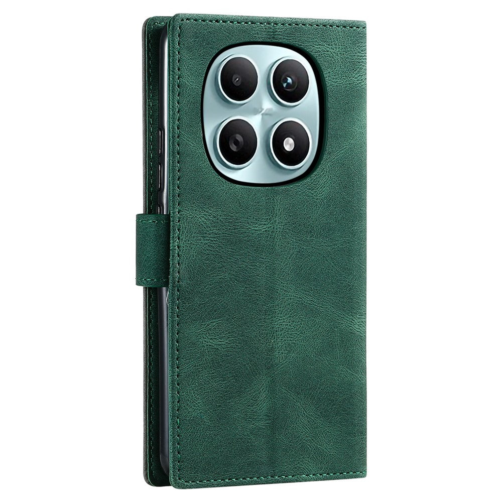 For Xiaomi Redmi Note 15 4G (Global) Leather Case Splicing Stitching Wallet Phone Cover with Wrist Strap - Green