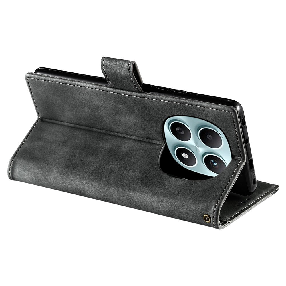 For Xiaomi Redmi Note 15 4G (Global) Leather Case Splicing Stitching Wallet Phone Cover with Wrist Strap - Grey