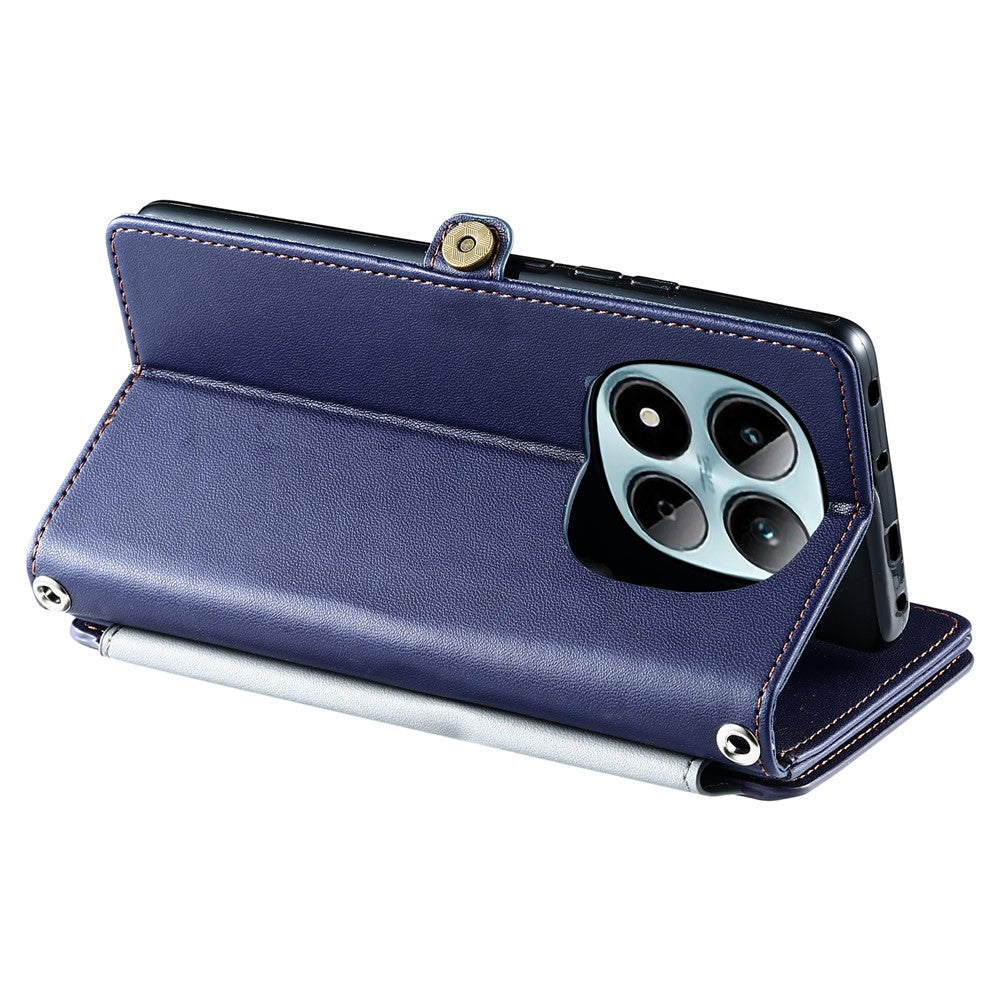 For Xiaomi Redmi Note 15 Pro 4G (Global) Case TPU + PU Leather Wallet Phone Cover with Wrist Strap - Blue