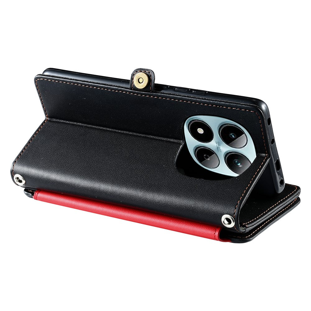 For Xiaomi Redmi Note 15 Pro 4G (Global) Case TPU + PU Leather Wallet Phone Cover with Wrist Strap - Black
