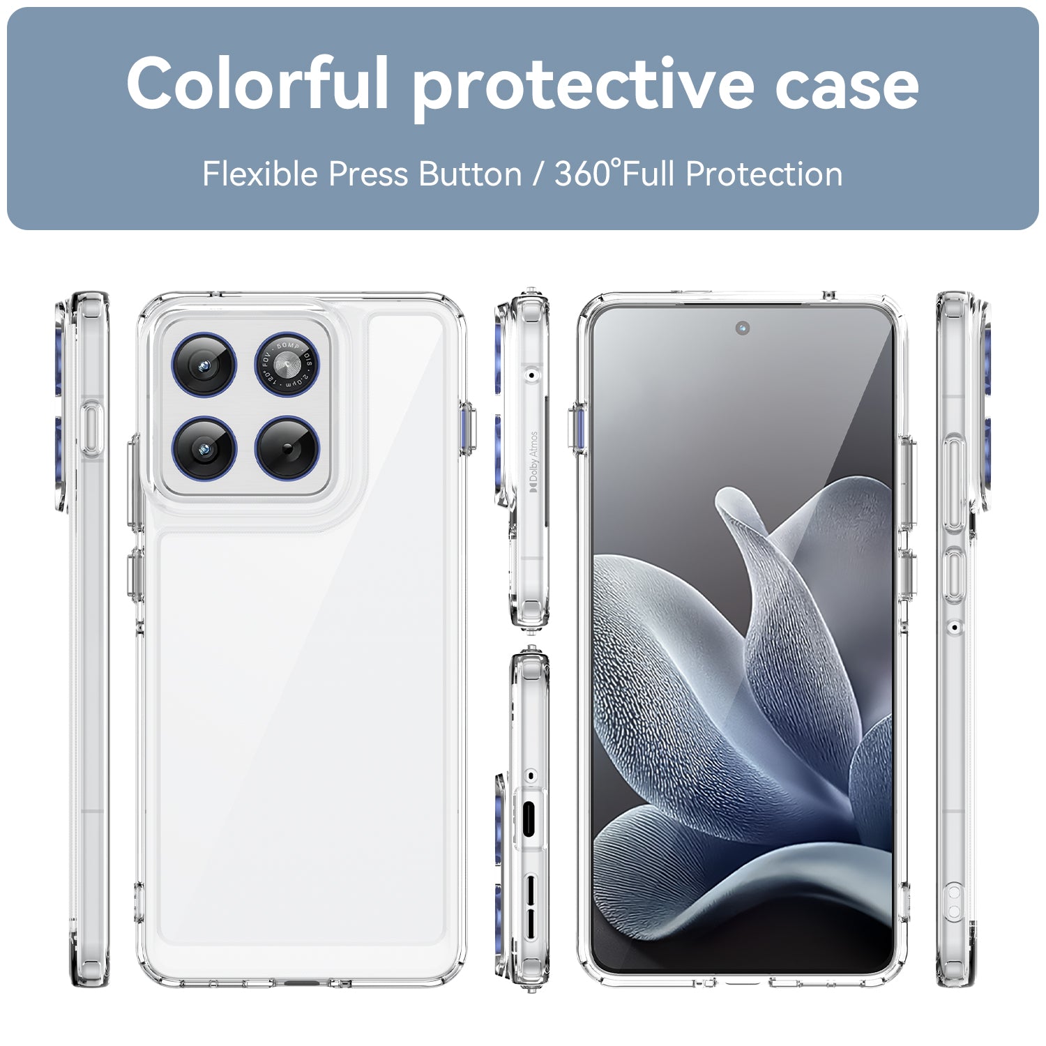 For Motorola Edge 70 5G Case WANLONFENG MF Series TPU Acrylic Clear Phone Cover with Tempered Glass Film - Transparent