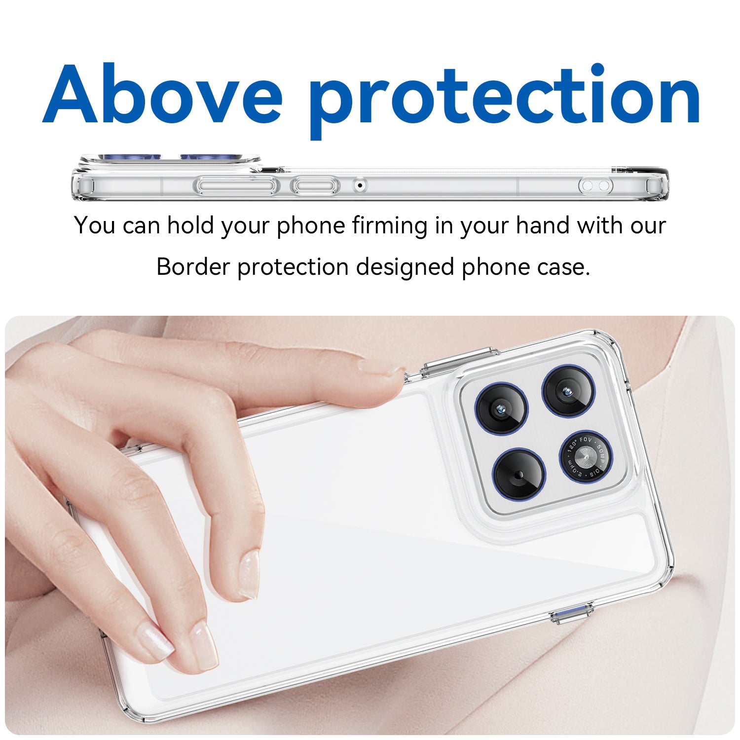 For Motorola Edge 70 5G Case WANLONFENG MF Series TPU Acrylic Clear Phone Cover with Tempered Glass Film - Transparent
