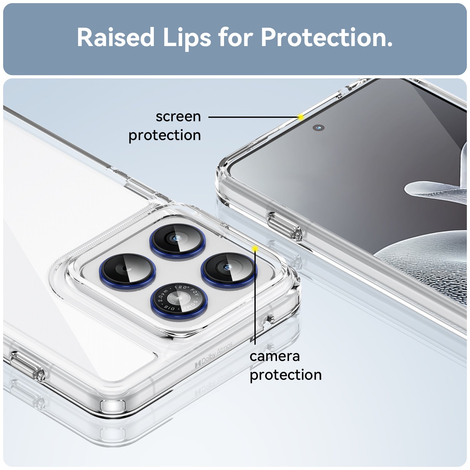 For Motorola Edge 70 5G Case WANLONFENG MF Series TPU Acrylic Clear Phone Cover with Tempered Glass Film - Transparent
