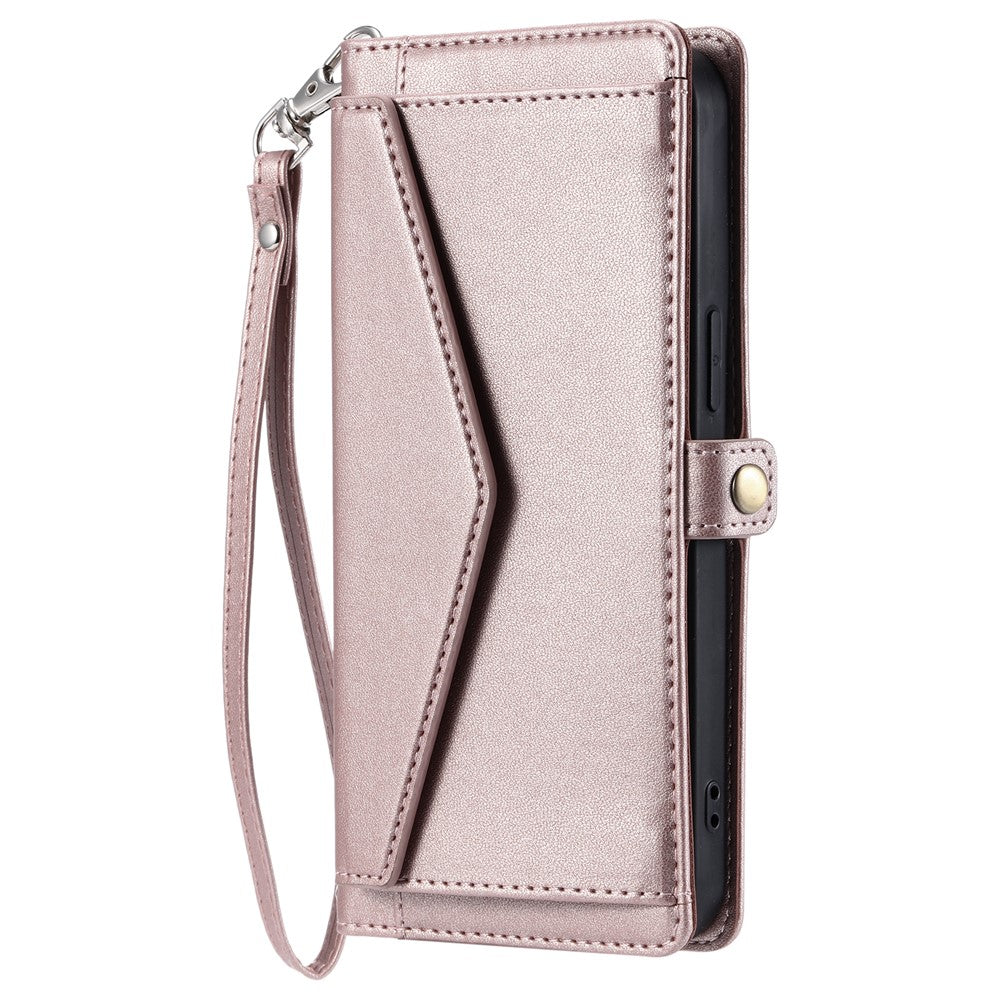 For Xiaomi Redmi Note 15 Pro 4G (Global) Leather Case with Wrist Strap Wallet Stand Phone Cover - Rose Gold