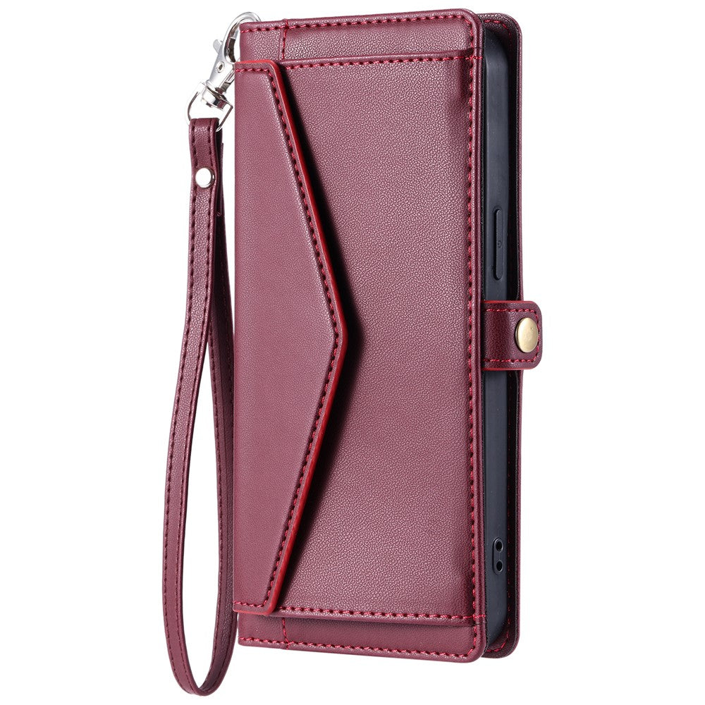 For Xiaomi Redmi Note 15 Pro 4G (Global) Leather Case with Wrist Strap Wallet Stand Phone Cover - Wine Red