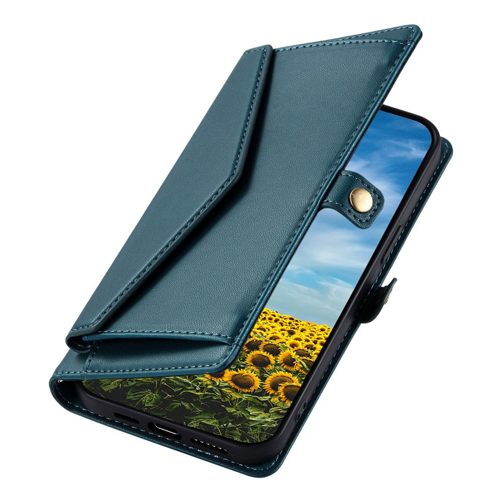 For Xiaomi Redmi Note 15 Pro 4G (Global) Leather Case with Wrist Strap Wallet Stand Phone Cover - Blackish Green