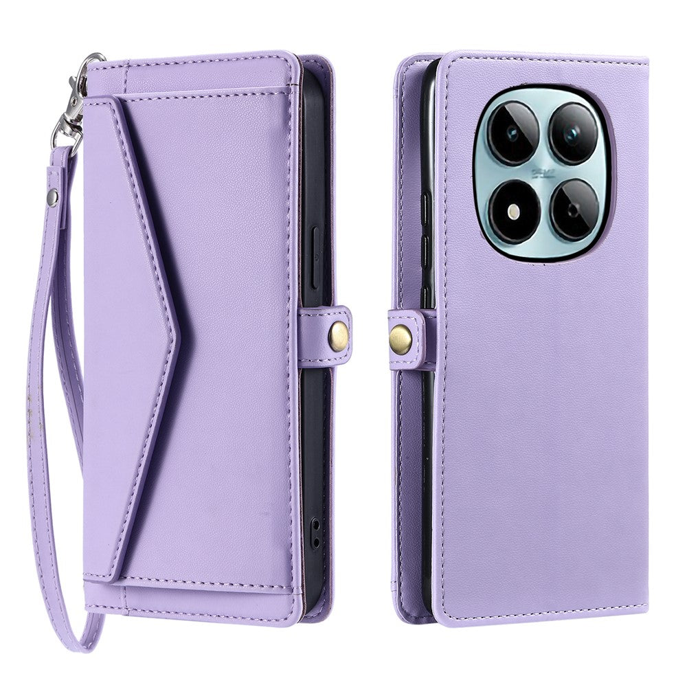 For Xiaomi Redmi Note 15 Pro 4G (Global) Leather Case with Wrist Strap Wallet Stand Phone Cover - Purple