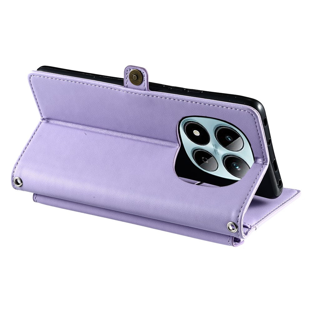 For Xiaomi Redmi Note 15 Pro 4G (Global) Leather Case with Wrist Strap Wallet Stand Phone Cover - Purple