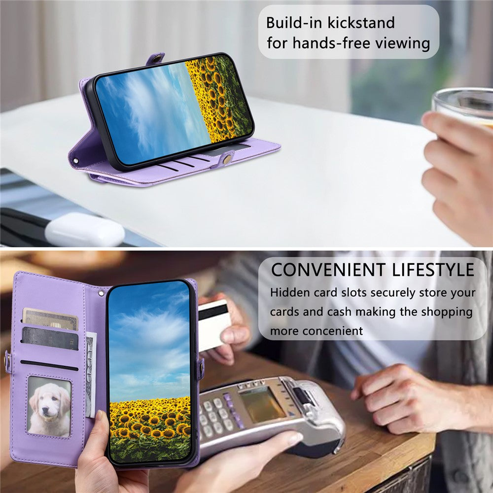 For Xiaomi Redmi Note 15 Pro 4G (Global) Leather Case with Wrist Strap Wallet Stand Phone Cover - Purple