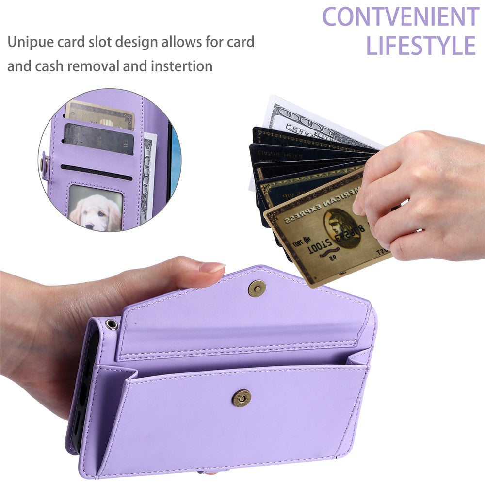 For Xiaomi Redmi Note 15 Pro 4G (Global) Leather Case with Wrist Strap Wallet Stand Phone Cover - Purple