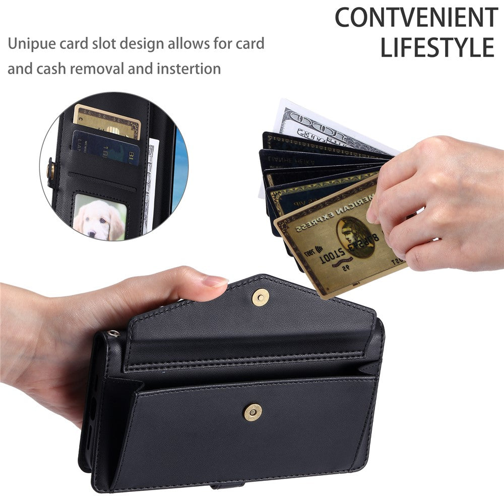 For Xiaomi Redmi Note 15 Pro 4G (Global) Leather Case with Wrist Strap Wallet Stand Phone Cover - Black