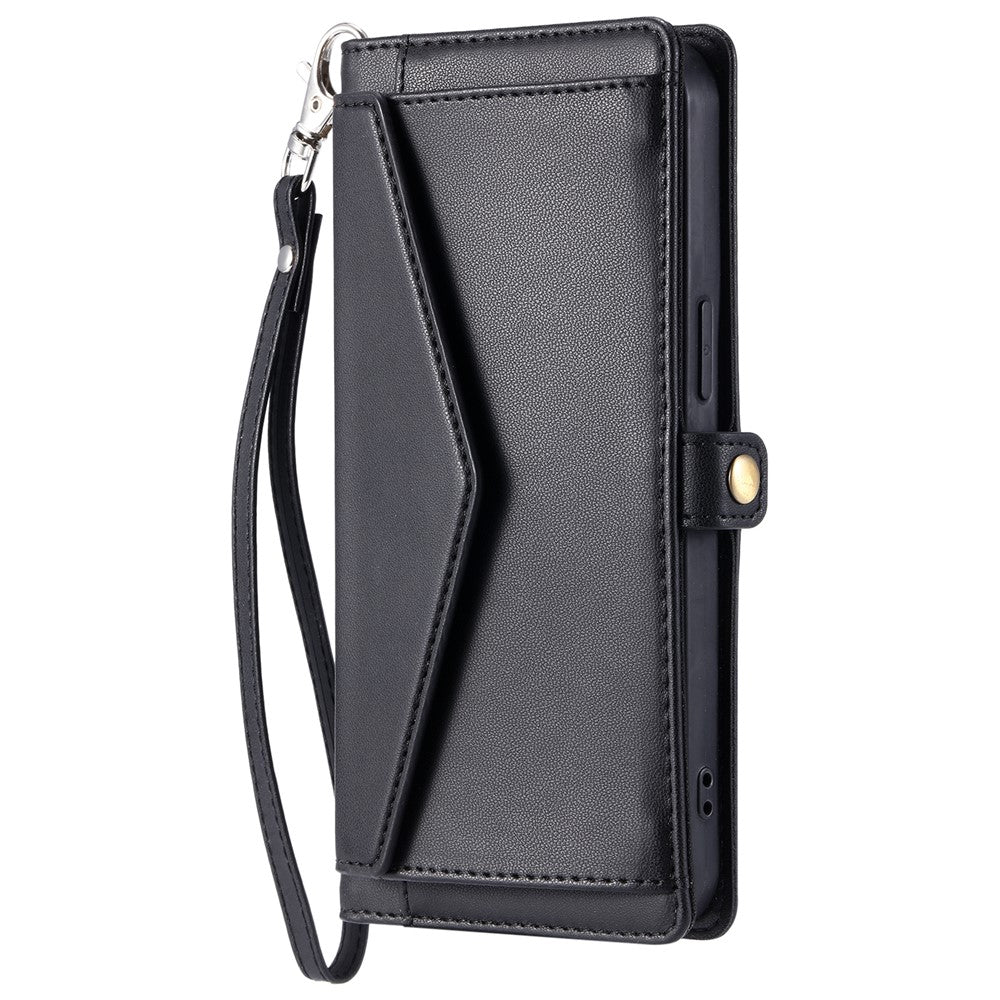 For Xiaomi Redmi Note 15 Pro 4G (Global) Leather Case with Wrist Strap Wallet Stand Phone Cover - Black