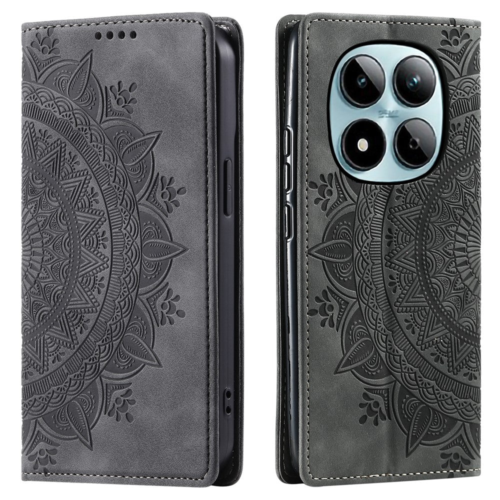 For Xiaomi Redmi Note 15 Pro 4G (Global) Case Magnetic Closing Leather Phone Cover Pattern Imprinted - Grey