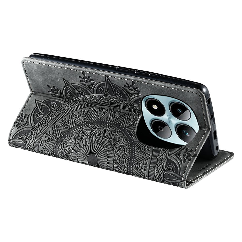 For Xiaomi Redmi Note 15 Pro 4G (Global) Case Magnetic Closing Leather Phone Cover Pattern Imprinted - Grey