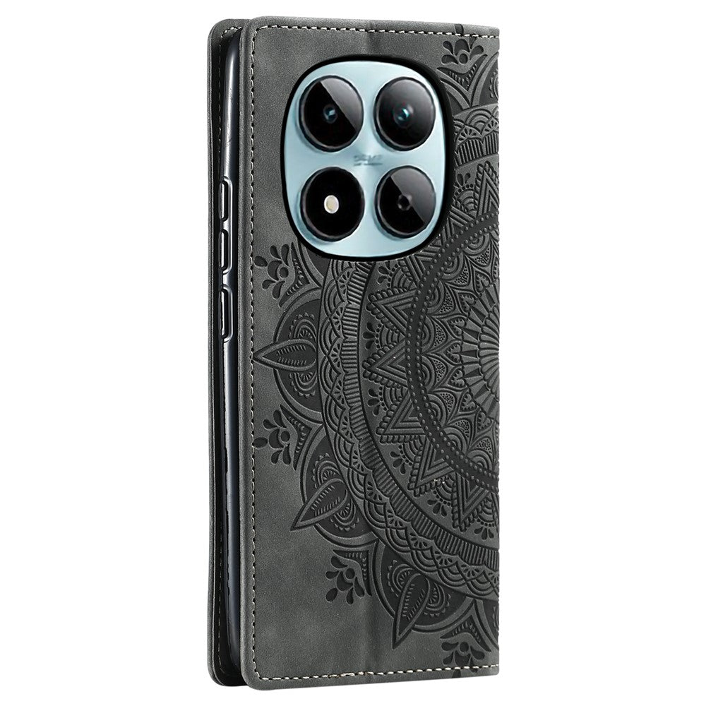 For Xiaomi Redmi Note 15 Pro 4G (Global) Case Magnetic Closing Leather Phone Cover Pattern Imprinted - Grey