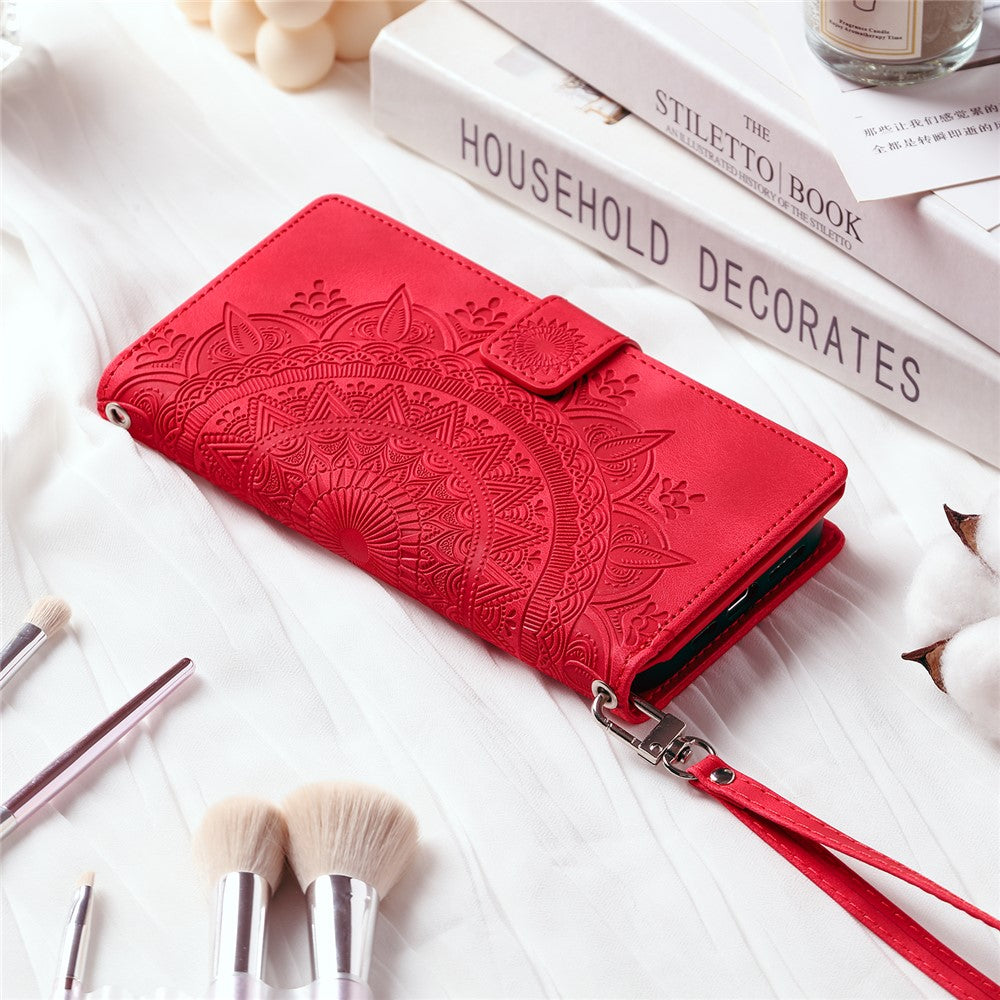 For Xiaomi Redmi Note 15 Pro 4G (Global) Wallet Case Mandala Flower Pattern PU Leather Phone Cover with Wrist Strap - Rose