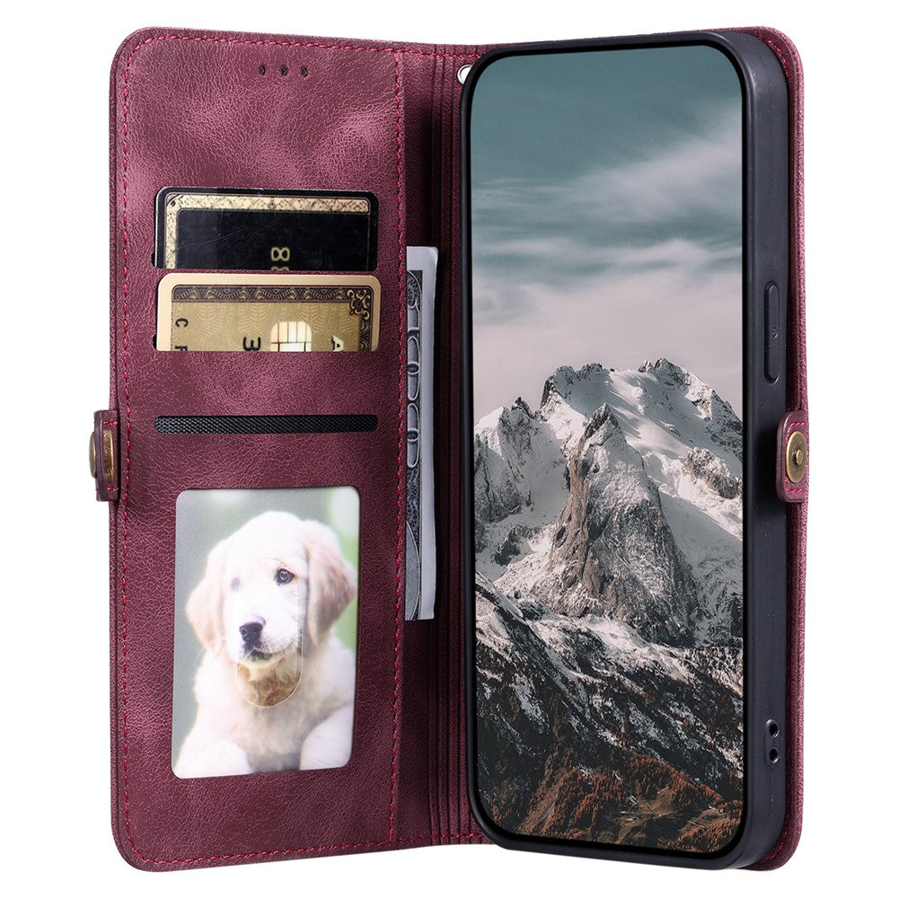 For Xiaomi Redmi Note 15 Pro 4G (Global) Case Skin Feel Totem Imprinted Wallet Leather Phone Cover with Hand Strap - Wine Red