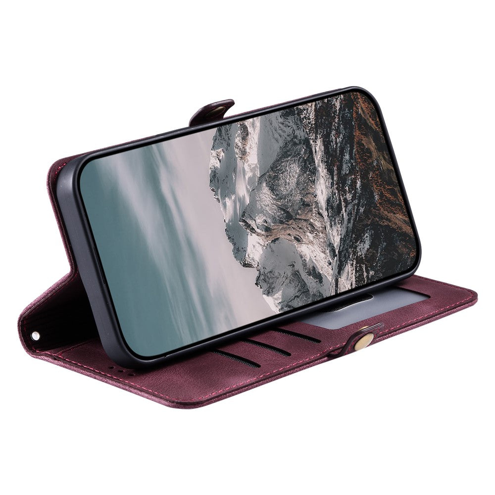 For Xiaomi Redmi Note 15 Pro 4G (Global) Case Skin Feel Totem Imprinted Wallet Leather Phone Cover with Hand Strap - Wine Red