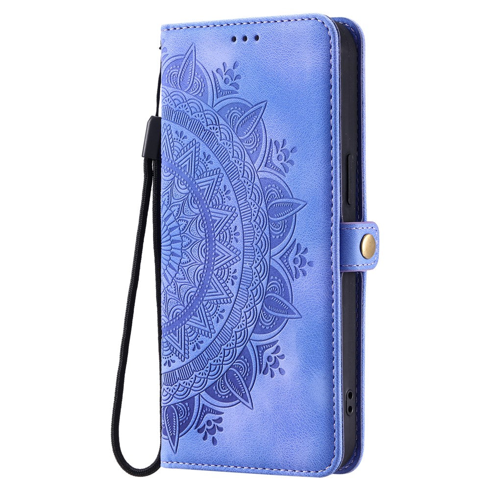 For Xiaomi Redmi Note 15 Pro 4G (Global) Case Skin Feel Totem Imprinted Wallet Leather Phone Cover with Hand Strap - Purple
