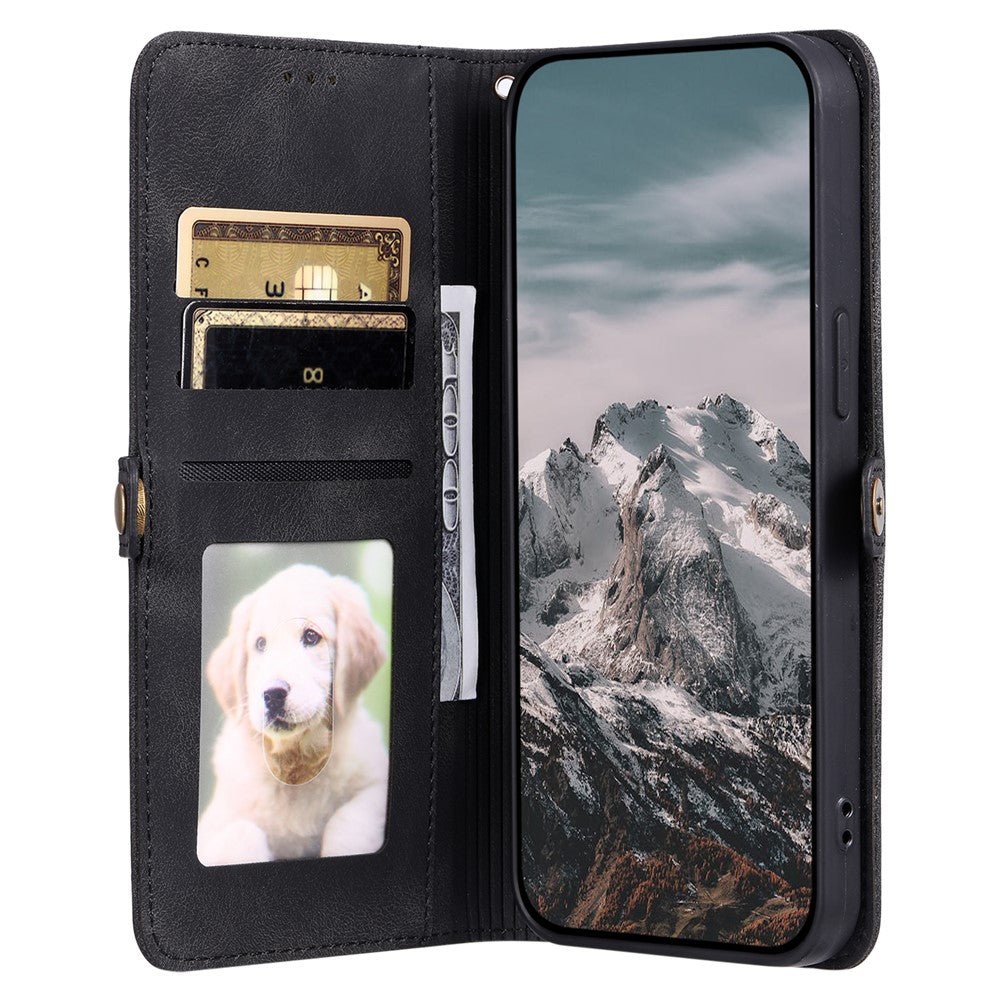 For Xiaomi Redmi Note 15 Pro 4G (Global) Case Skin Feel Totem Imprinted Wallet Leather Phone Cover with Hand Strap - Black