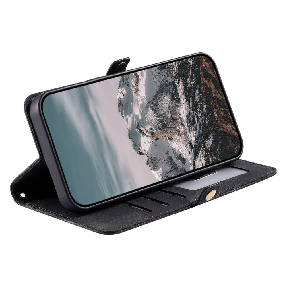 For Xiaomi Redmi Note 15 Pro 4G (Global) Case Skin Feel Totem Imprinted Wallet Leather Phone Cover with Hand Strap - Black