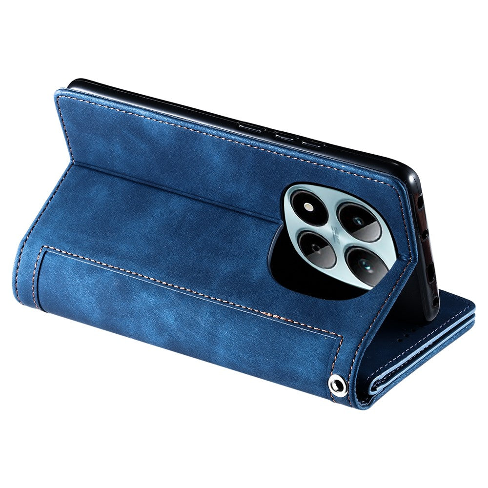 For Xiaomi Redmi Note 15 Pro 4G (Global) Case 9 Card Slots Zipper Wallet PU Leather Phone Cover with Wrist Strap - Blue