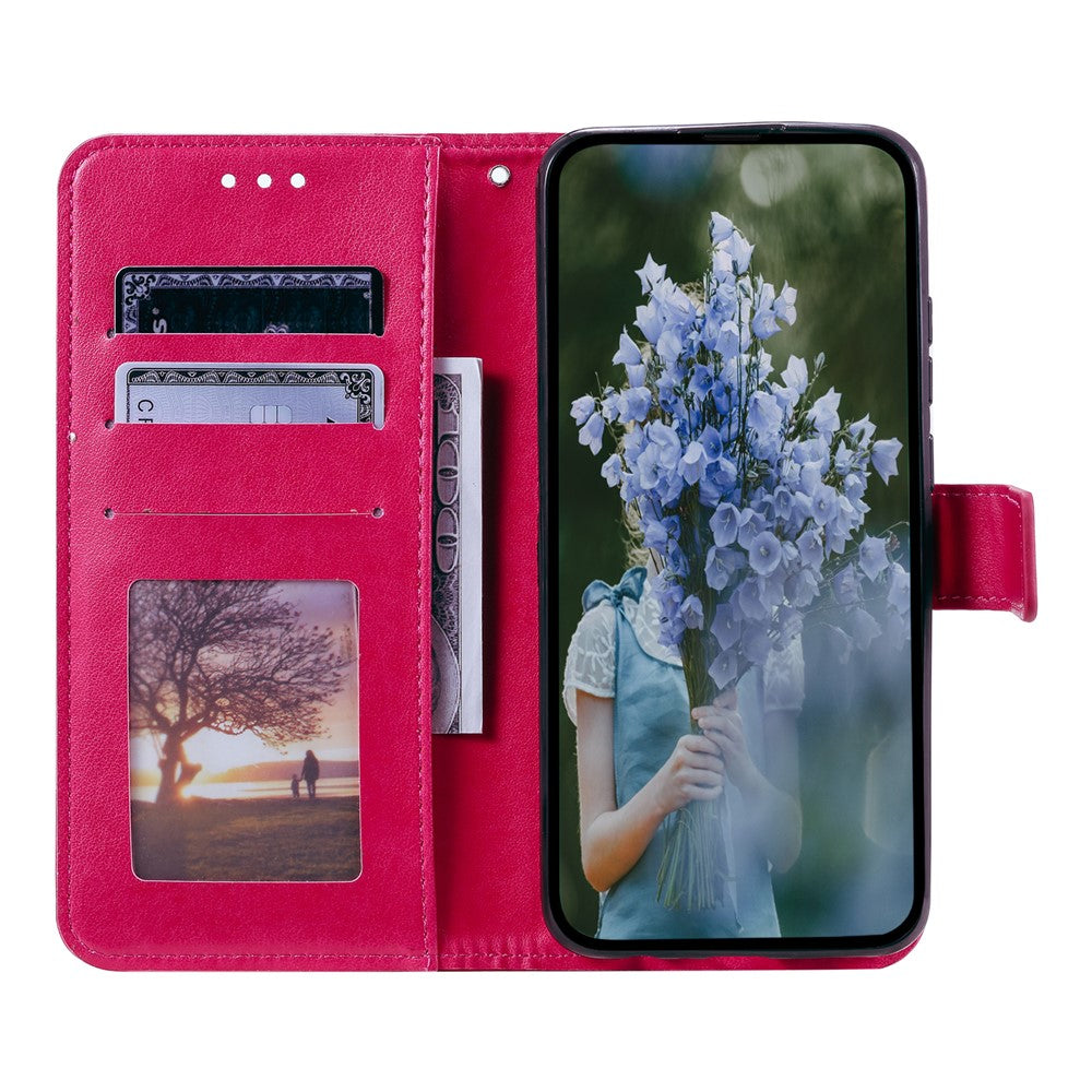 For Xiaomi Redmi Note 15 Pro 4G (Global) Stand Case Imprinted Totem PU Leather Wallet Phone Cover with Wrist Strap - Rose