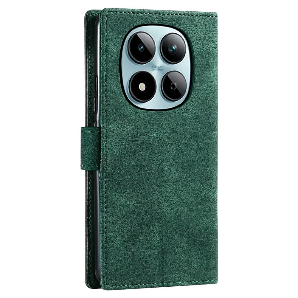 For Xiaomi Redmi Note 15 Pro 4G (Global) Leather Case Splicing Stitching Wallet Phone Cover with Wrist Strap - Green