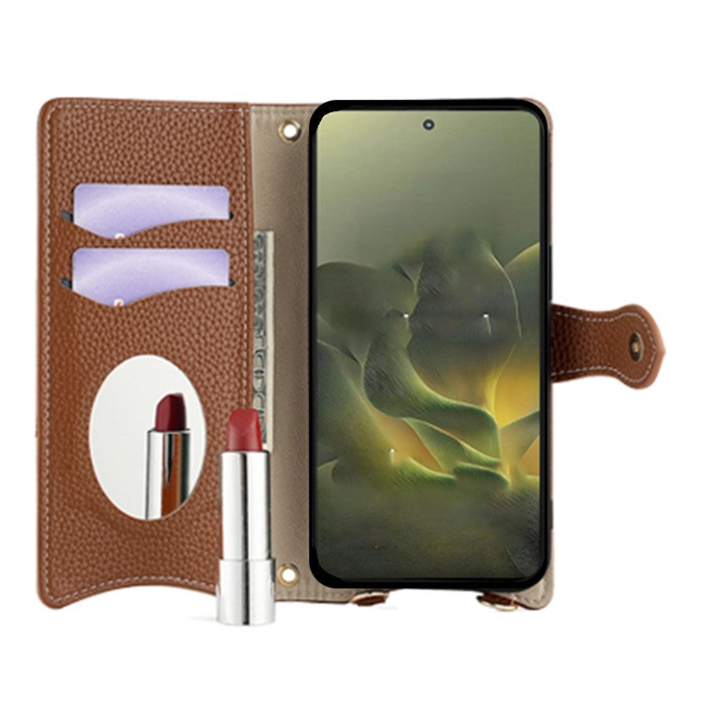 For Motorola Edge 70 5G Leather Case Wallet Stand Cover Irregular Tail Style with Chain Strap - Brown