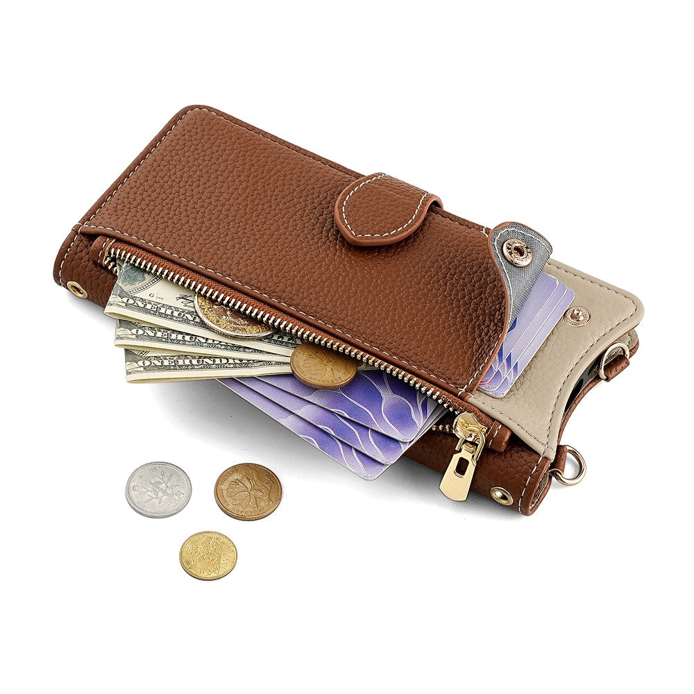 For Motorola Edge 70 5G Leather Case Wallet Stand Cover Irregular Tail Style with Chain Strap - Brown